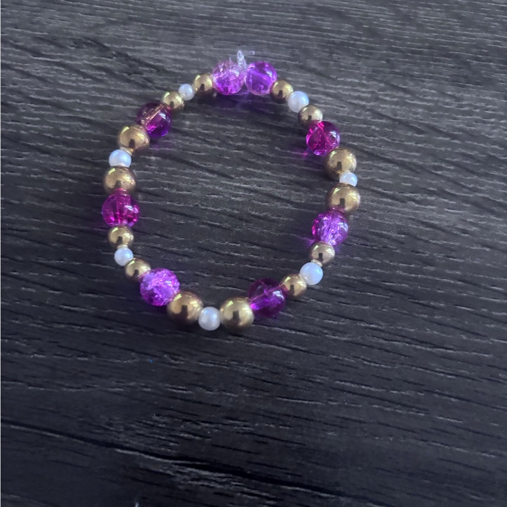 Elegant Gold and Purple Beaded Bracelet